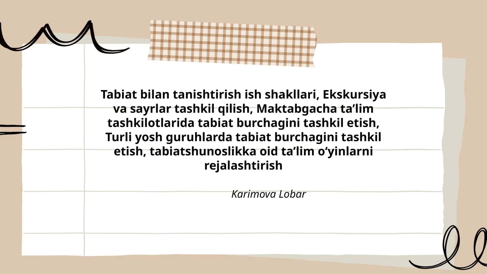 Tabiat bilan tanishtirish ish shakllari
