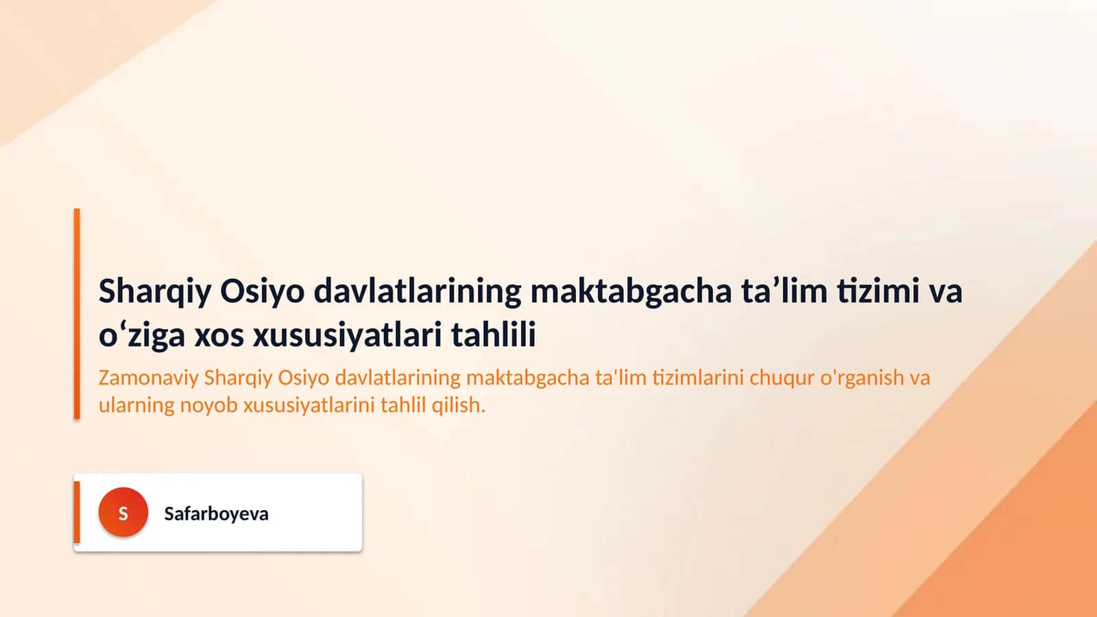 Sharqiy Osiyo davlatlarining maktabgacha taʼlim tizimi va oʻziga xos xususiyatlari tahlili