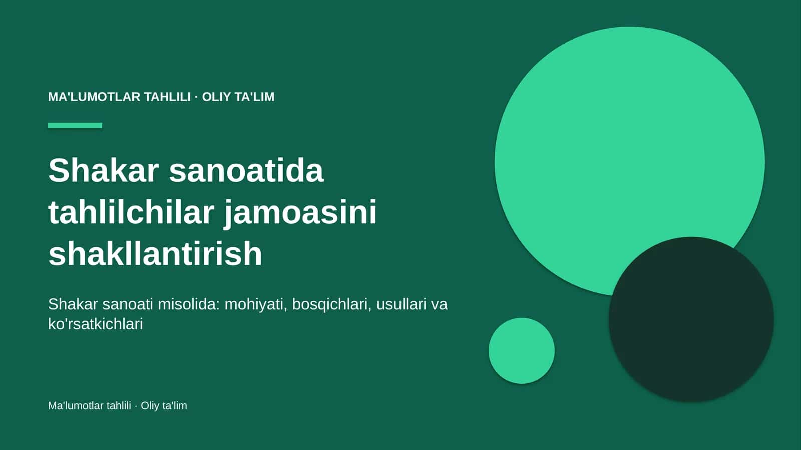 Shakar sanoatida tahlilchilar jamoasini shakllantirish