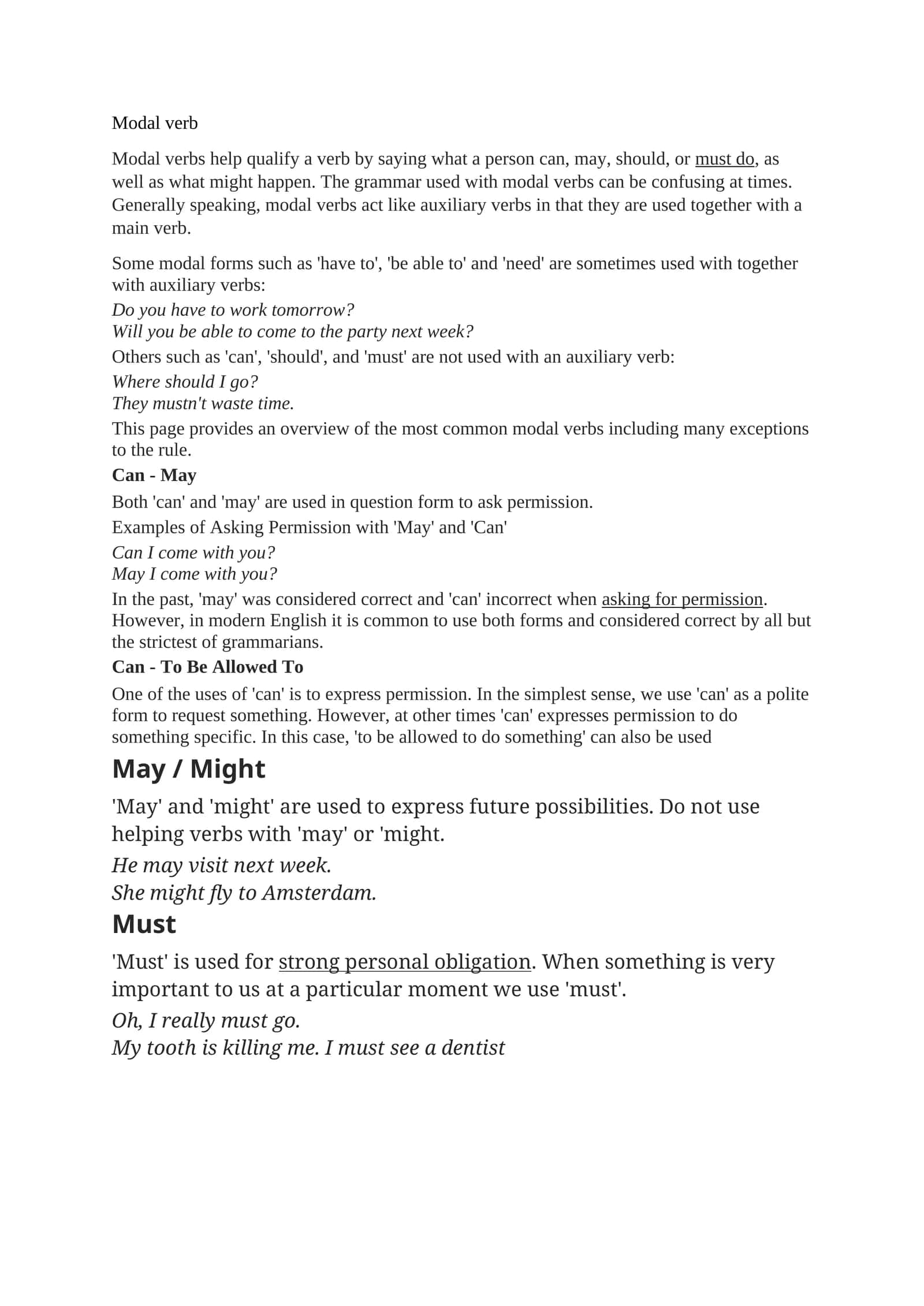 Modal verb