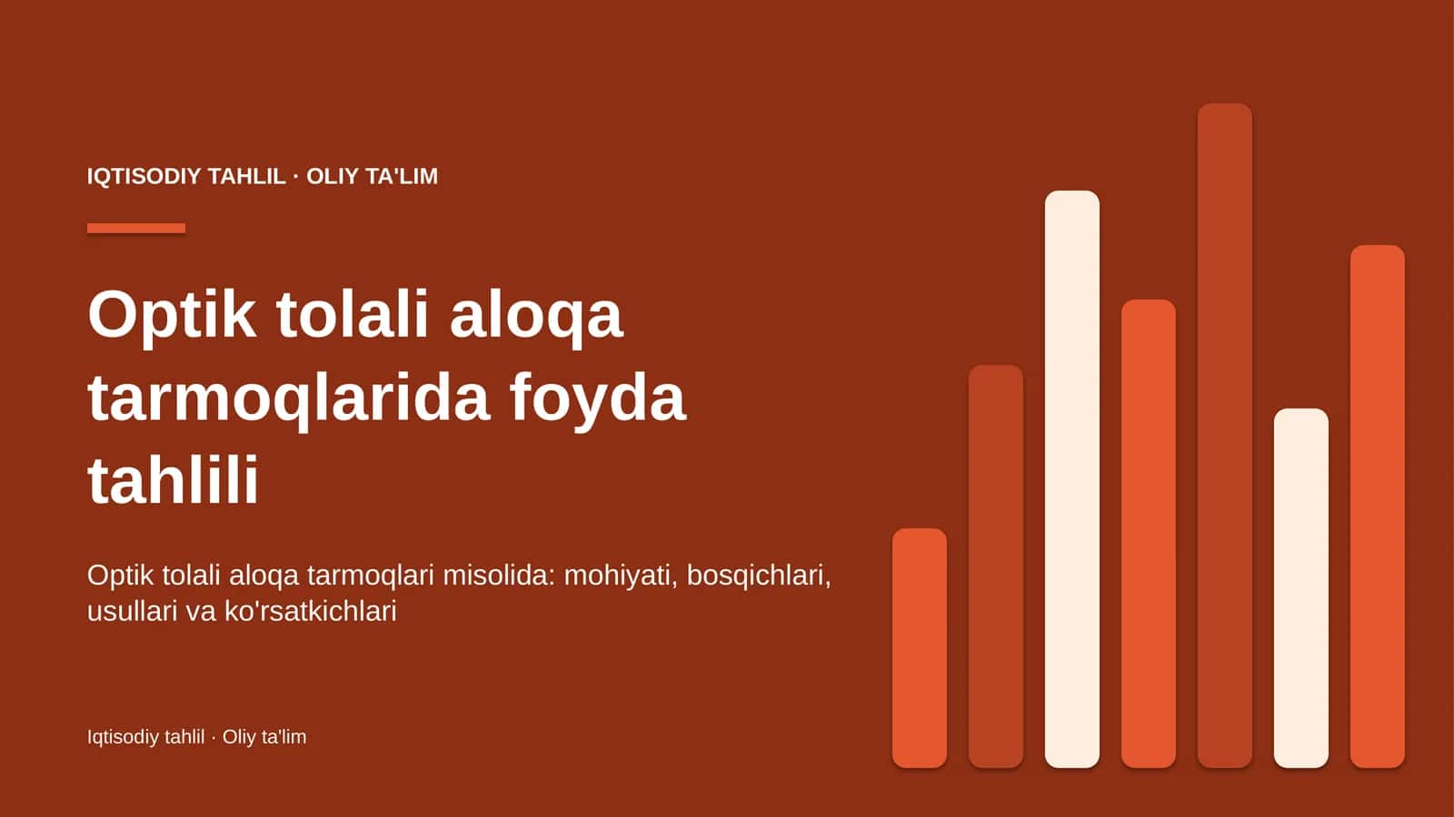Optik tolali aloqa tarmoqlarida foyda tahlili