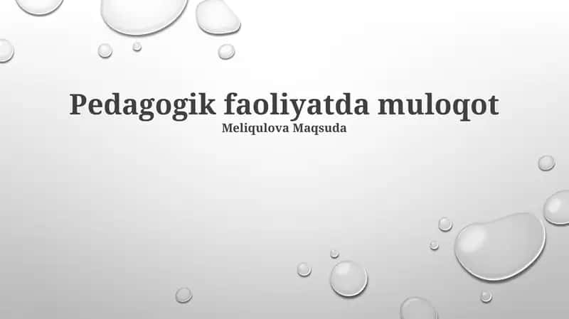 Pedagogik faoliyatda muloqot