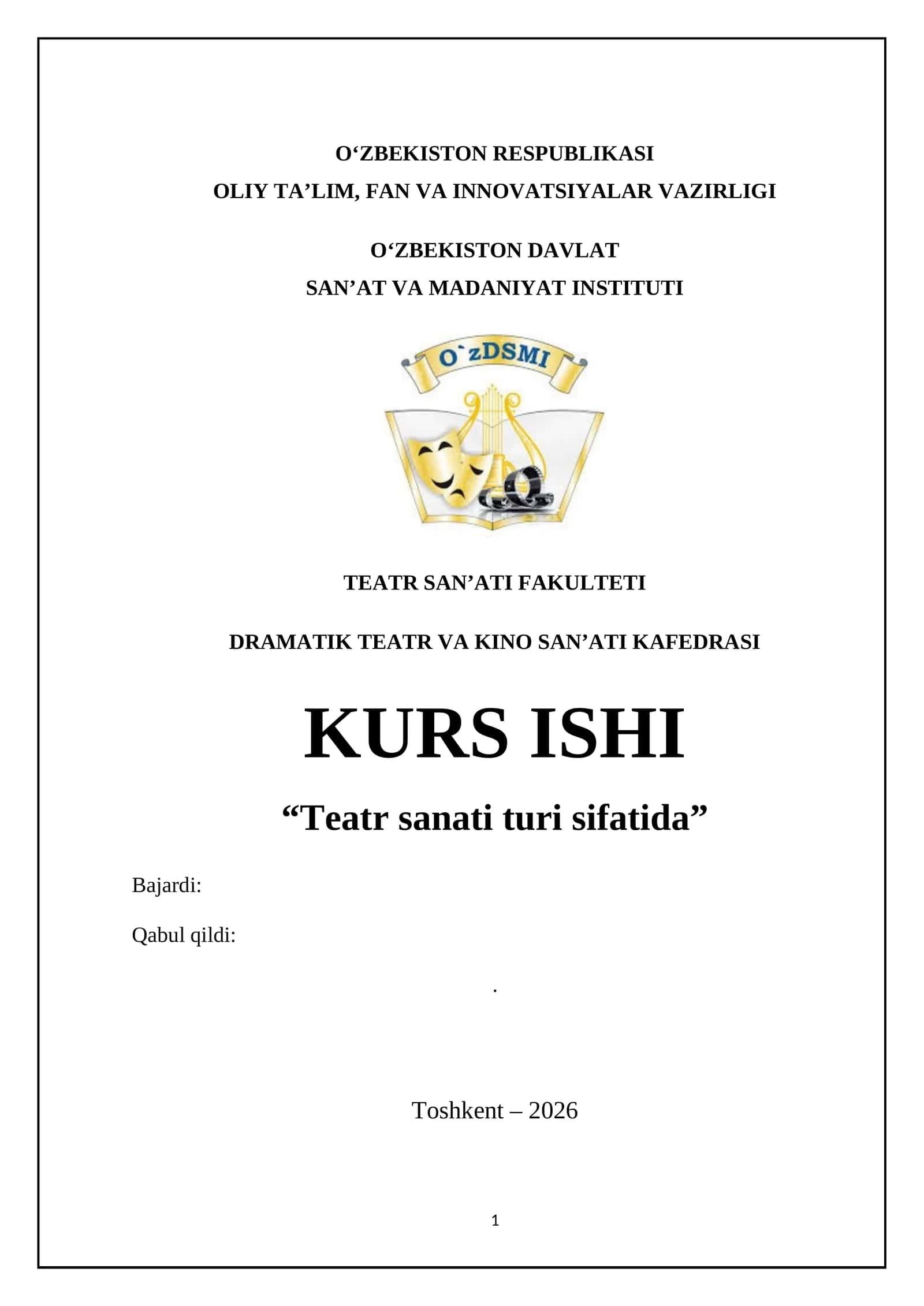 Teatr sanati turi sifatida