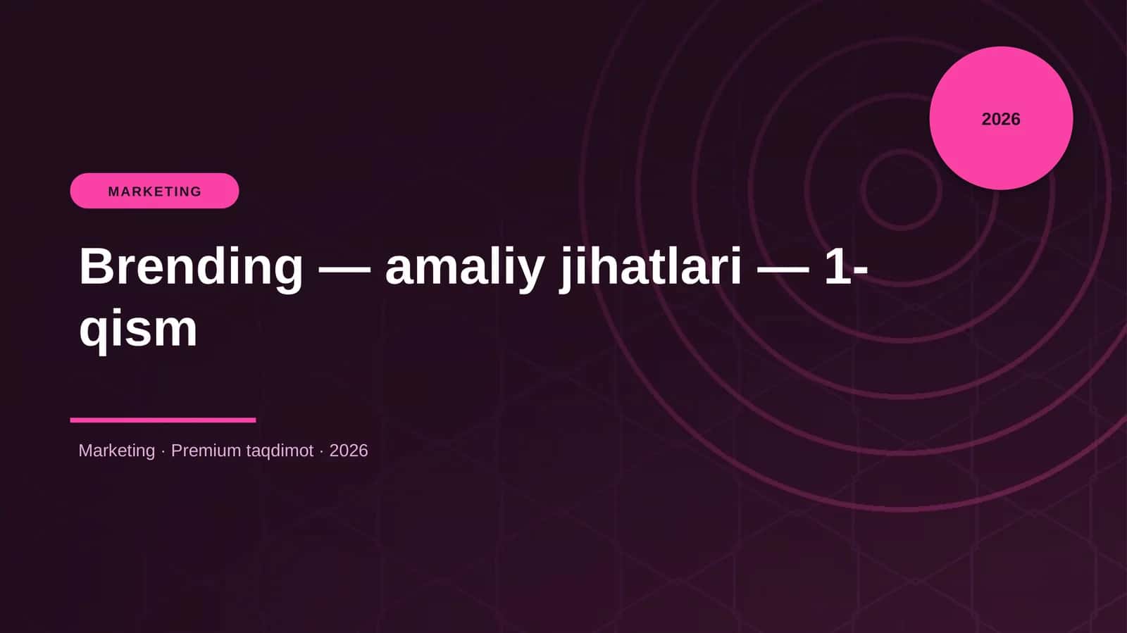 Brending — amaliy jihatlari — 1-qism