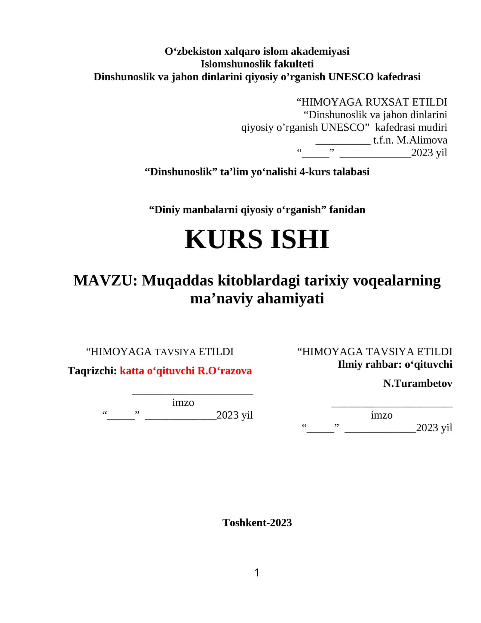 Muqaddas kitoblardagi tarixiy voqealarning ma’naviy ahamiyati
