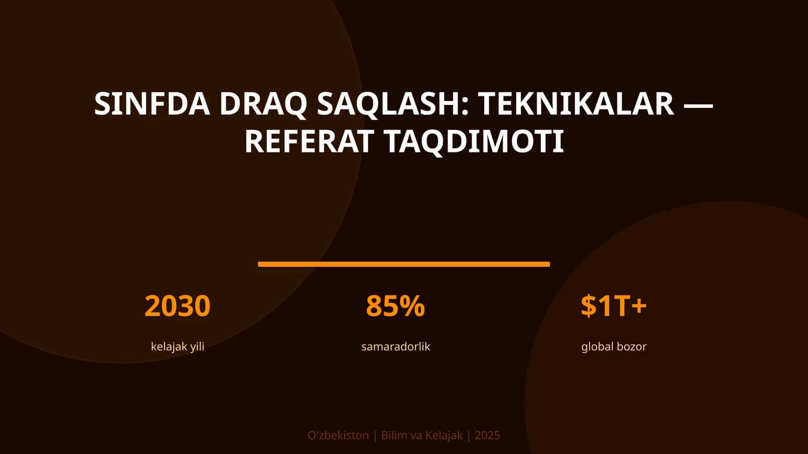 Sinfda draq saqlash: teknikalar — referat taqdimoti