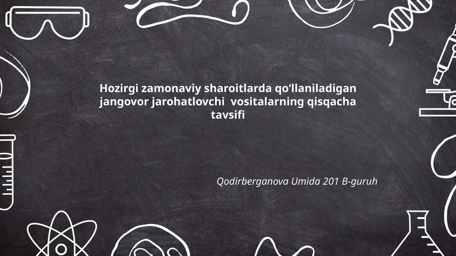 Jangovor jarohatlovchi vositalarning qisqacha tavsifi