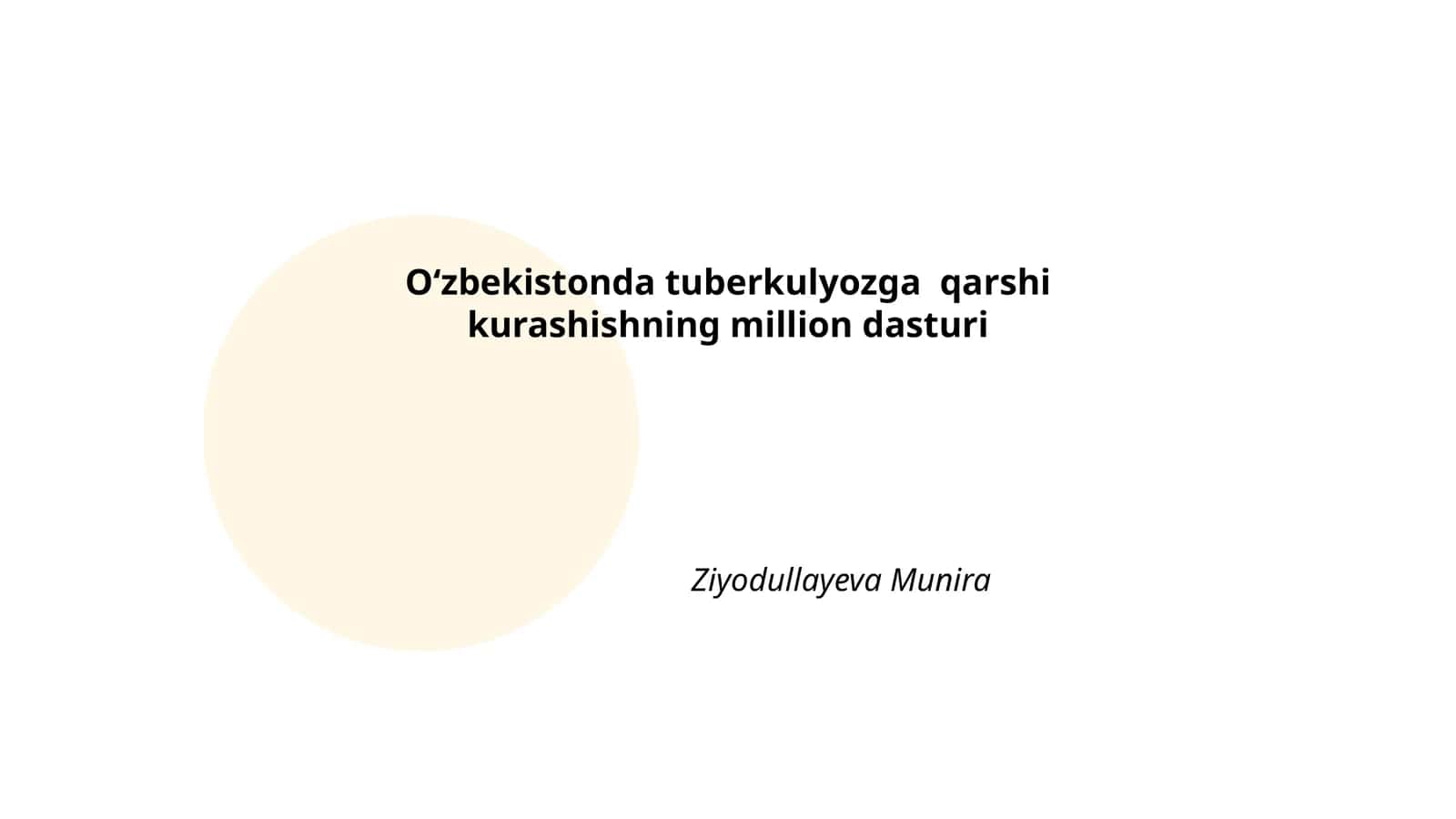 Oʻzbekistonda tuberkulyozga qarshi kurashishning million dasturi