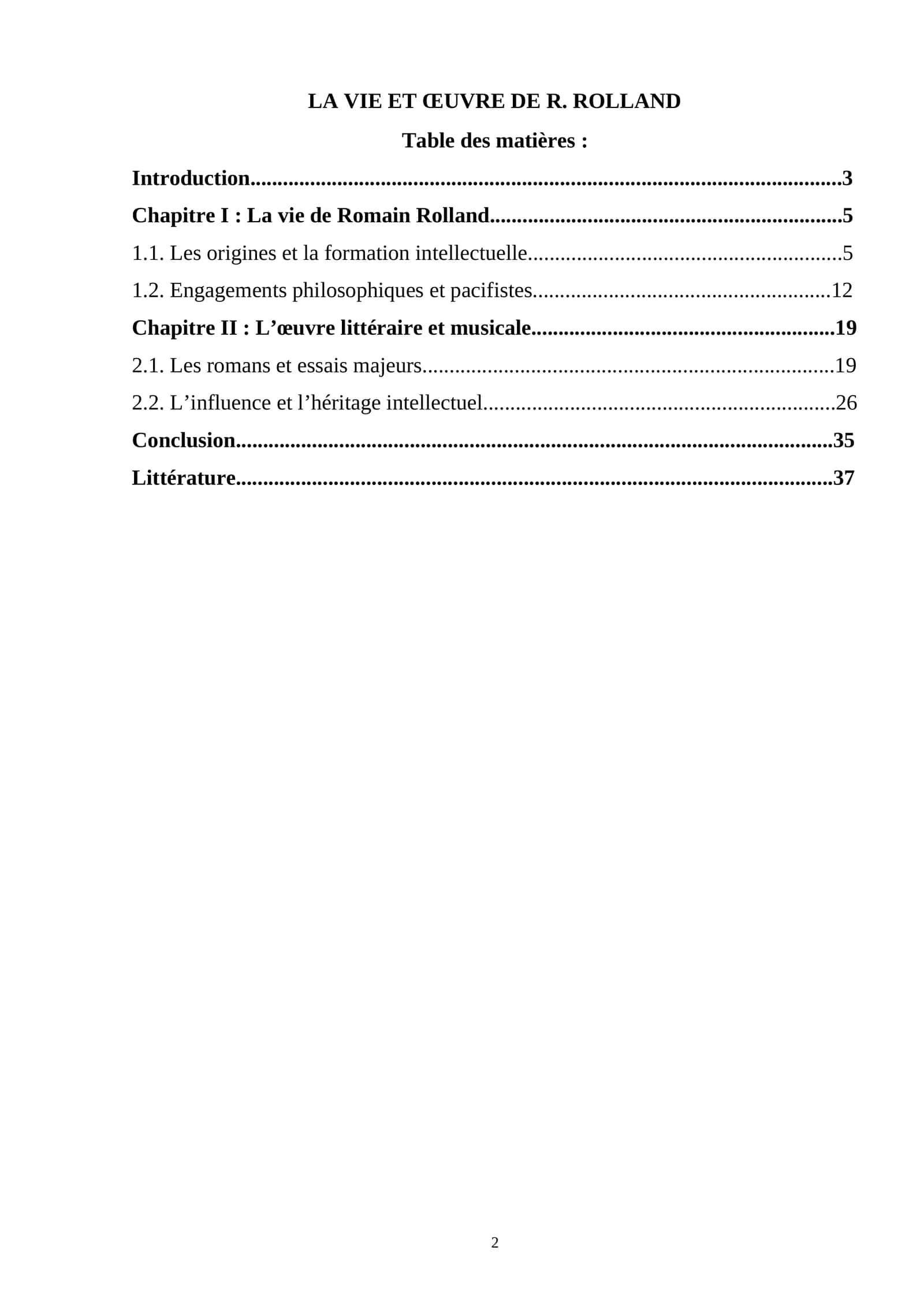 LA VIE ET ŒUVRE DE R. ROLLAND