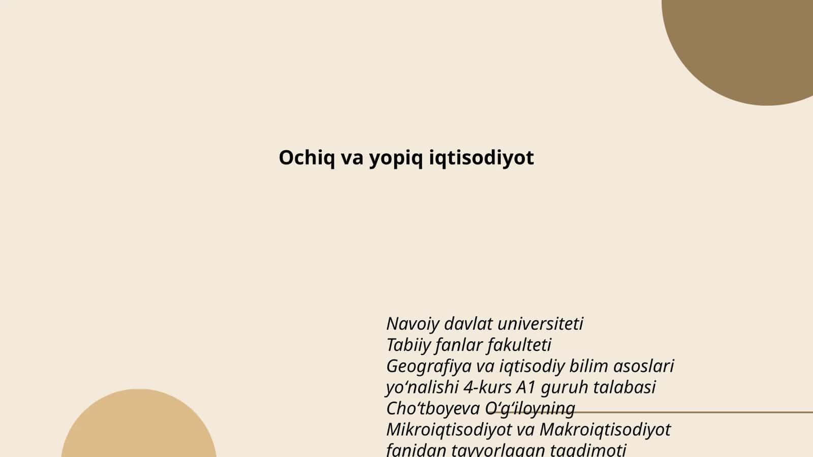 Mikroiqtisodiyot va Makroiqtisodiyot taqdimoti