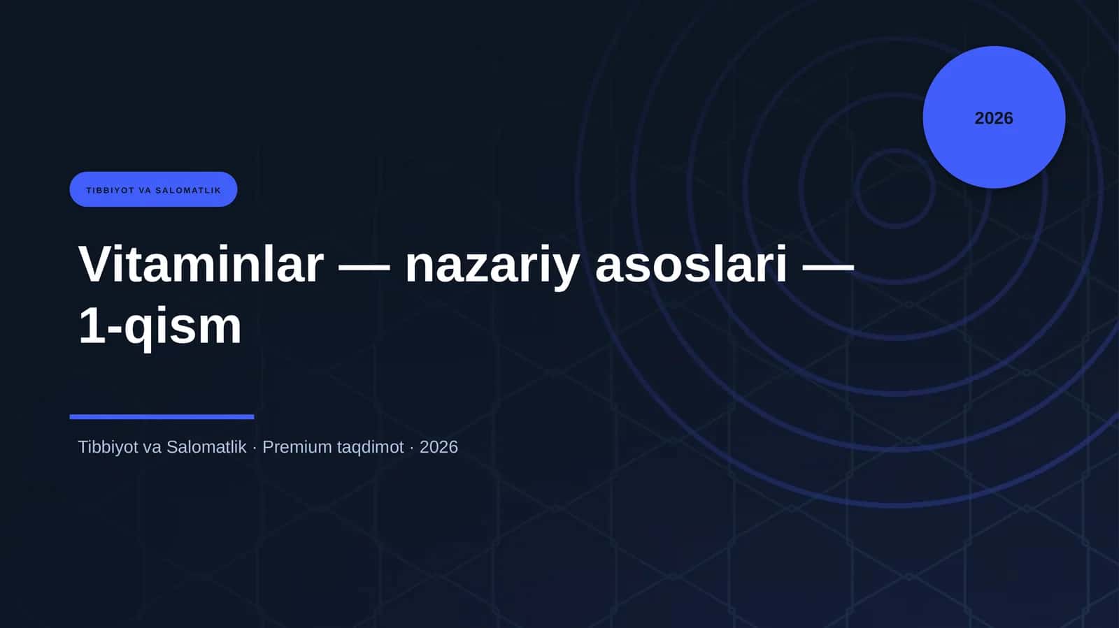 Vitaminlar — nazariy asoslari — 1-qism