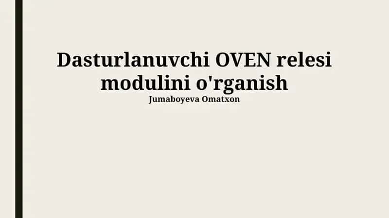 Oven Relaysini Dasturlash Moduli