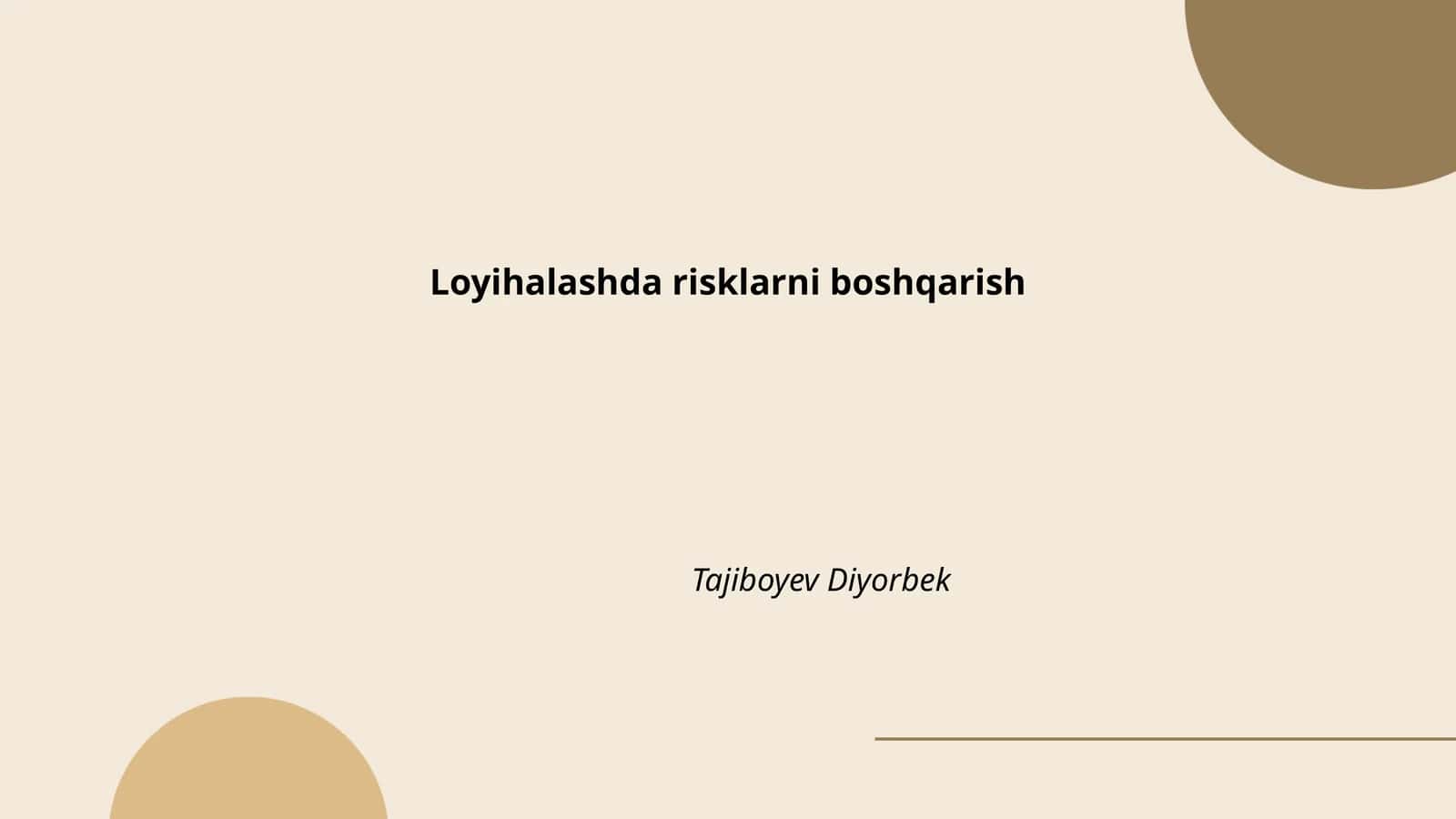 Loyihalashda risklarni boshqarish