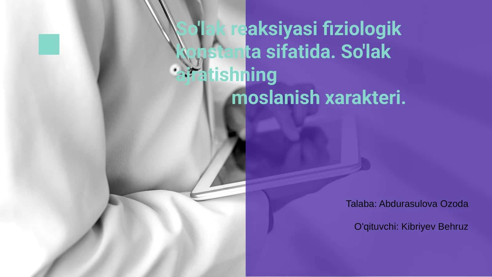 So'lak reaksiyasi fiziologik konstanta sifatida
