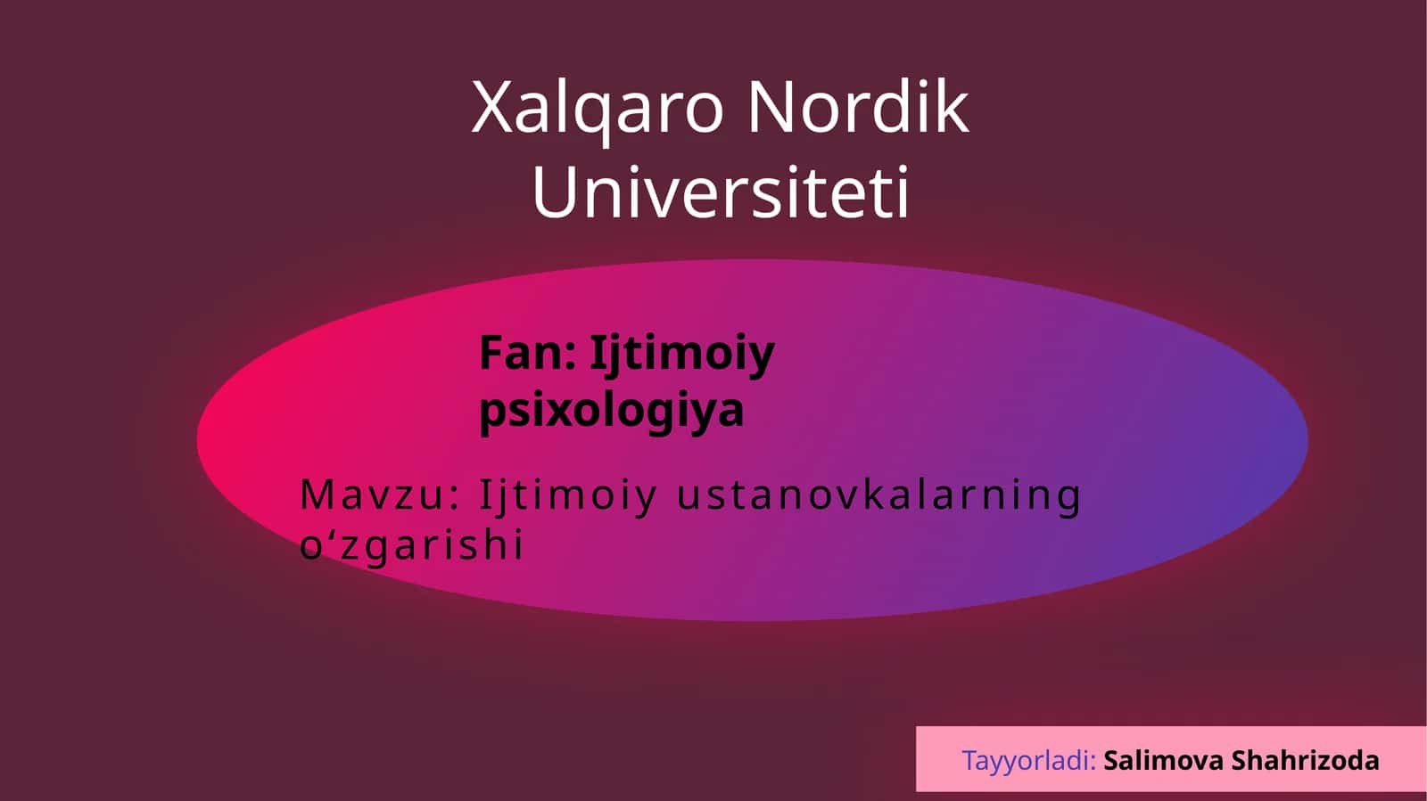 Mavzu: Ijtimoiy ustanovkalarning oʻzgarishi
