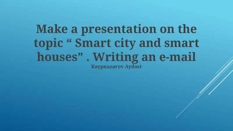 Smart City and Smart Houses Presentation