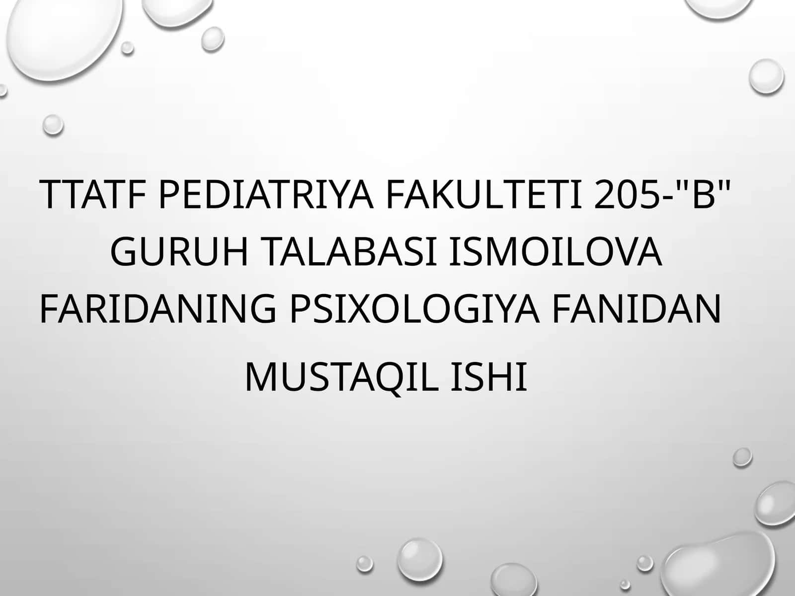 Psixologiya fanidan Mustaqil ish