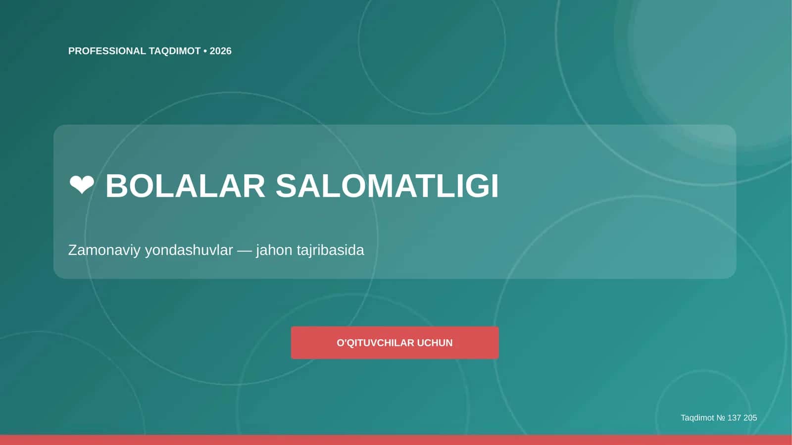 Bolalar salomatligi: zamonaviy yondashuvlar (jahon tajribasida) [o'qituvchilar uchun]