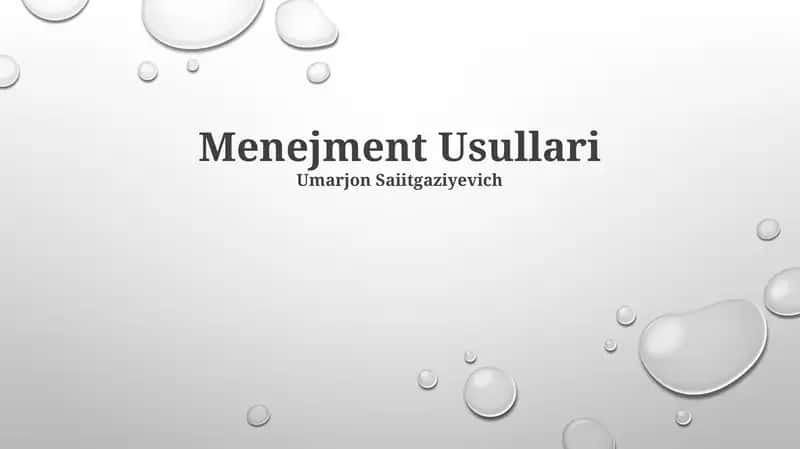 Menejment Usullari