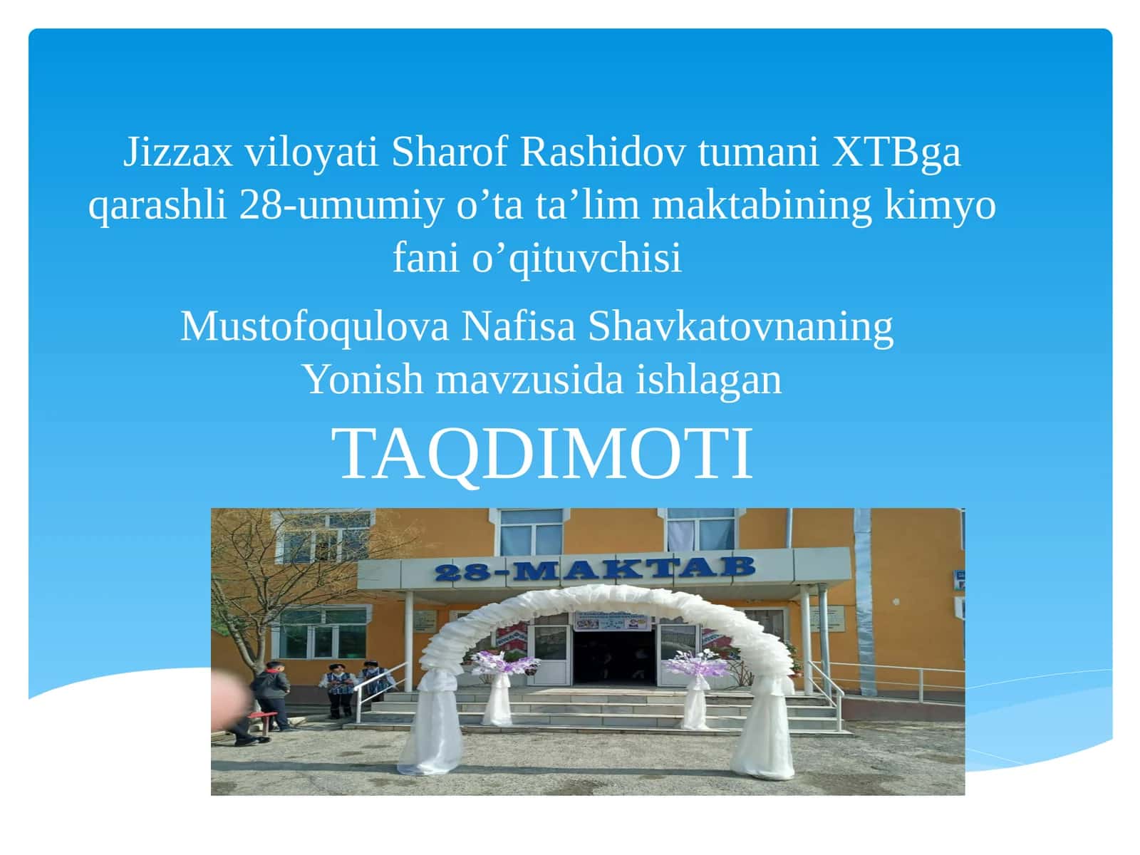 7-sinf Kimyo fanidan Yonish mavzusida ochiq dars taqdimoti