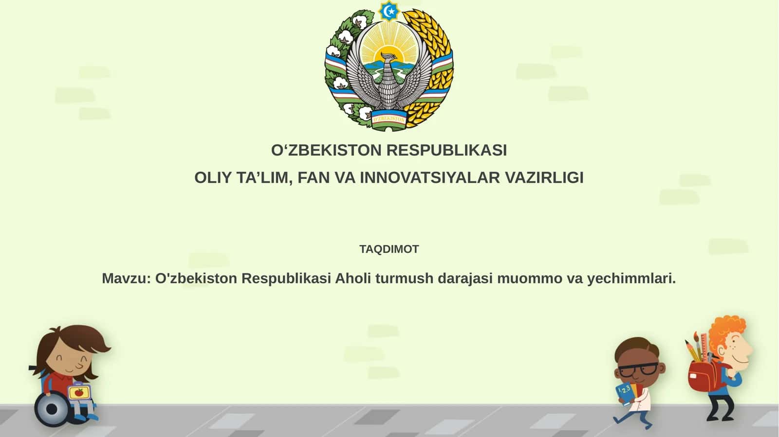 O'zbekiston Respublikasi Aholi Turmush Darajasi