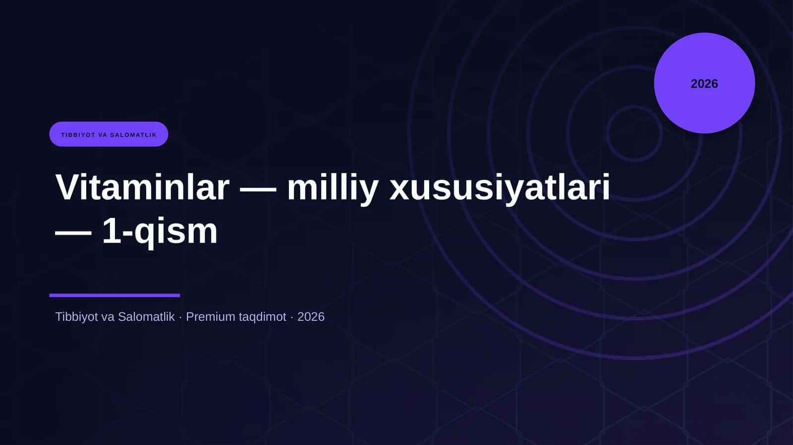 Vitaminlar — milliy xususiyatlari — 1-qism