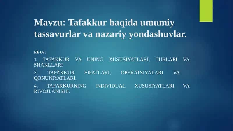 Tafakkur haqida umumiy tassavurlar va nazariy yondashuvlar
