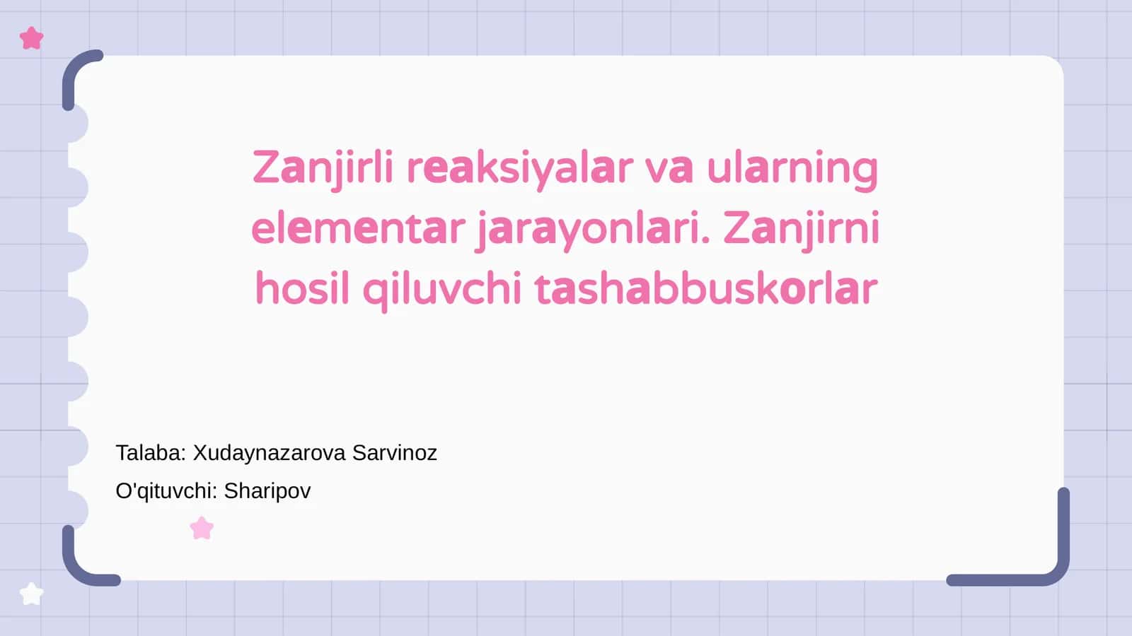 Zanjirli reaksiyalar vа ulаrning elеmеntаr jаrаyonlаri