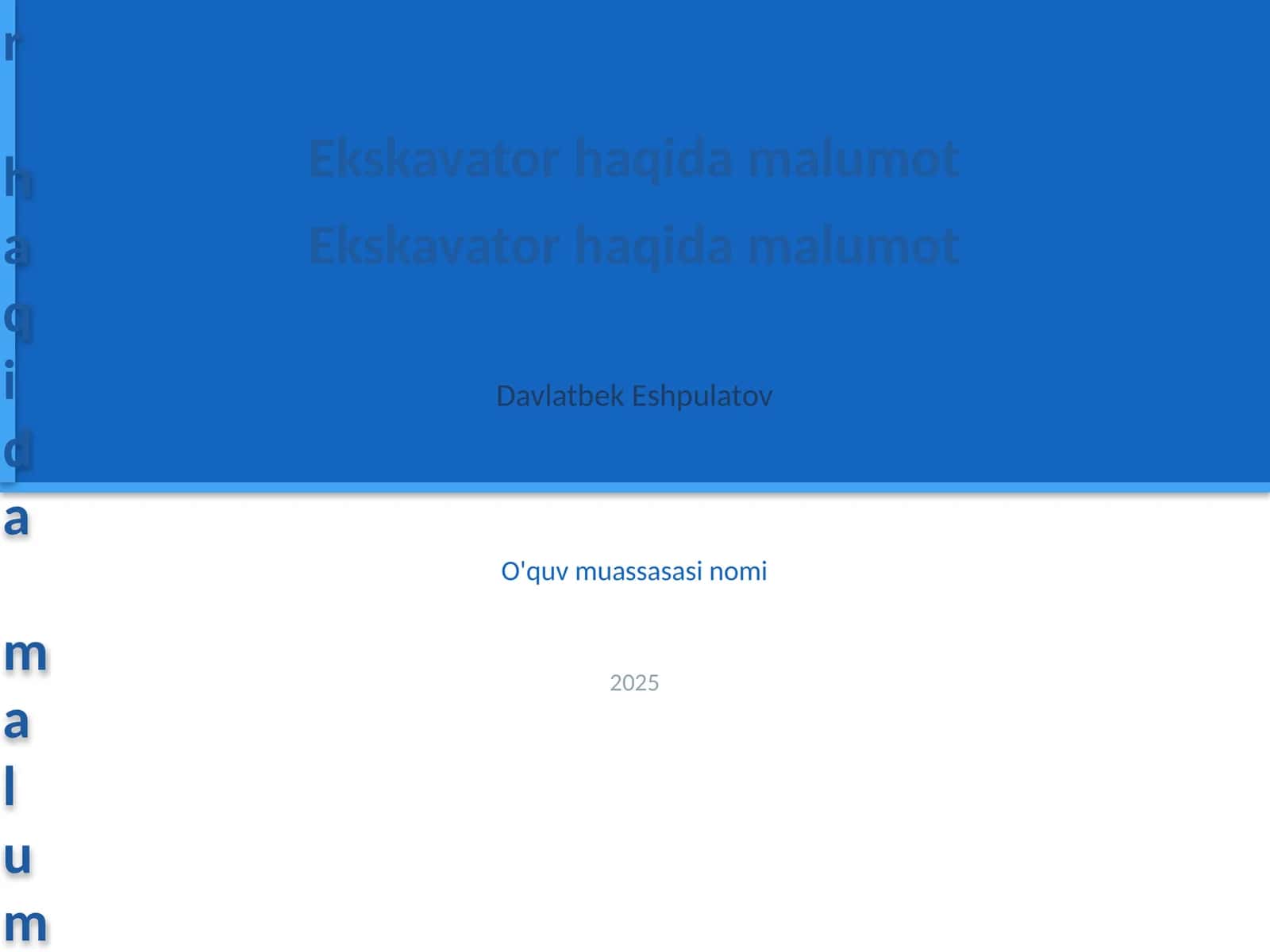 Ekskavator haqida malumot