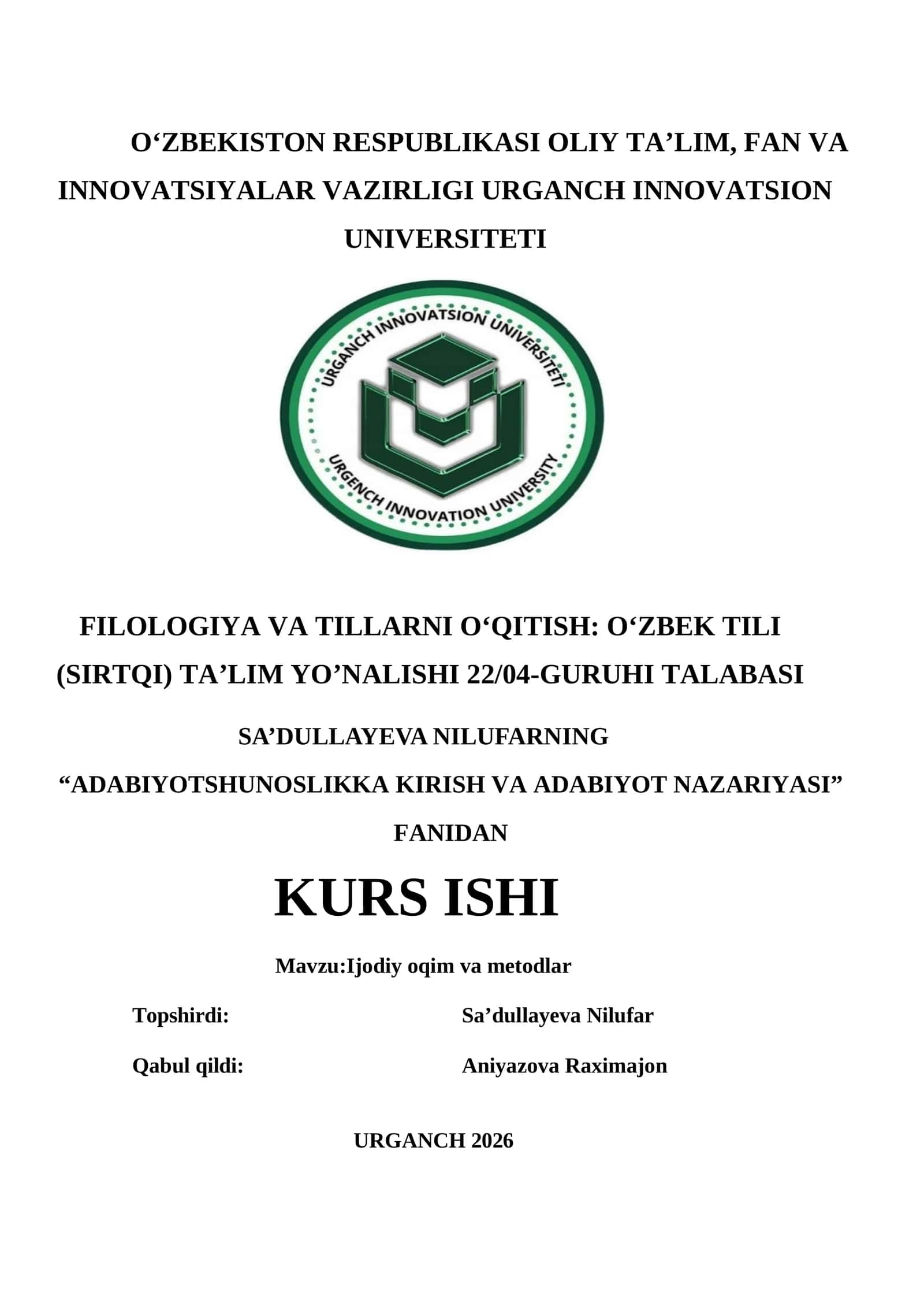 IJODIY OQIM VA METODLAR