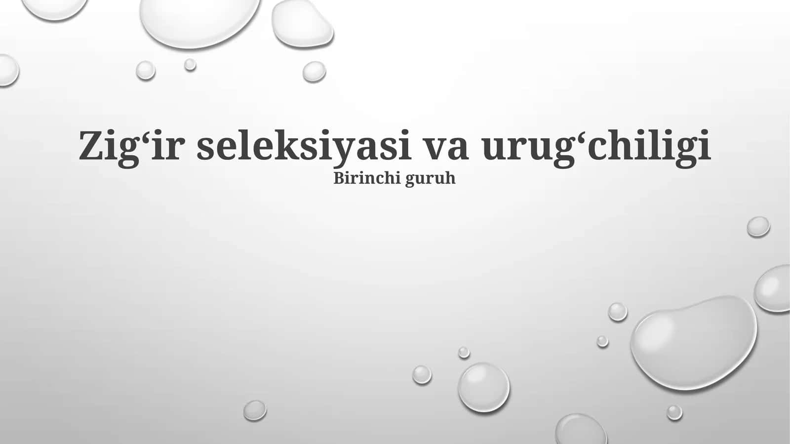 Zigʻir seleksiyasi va urugʻchiligi