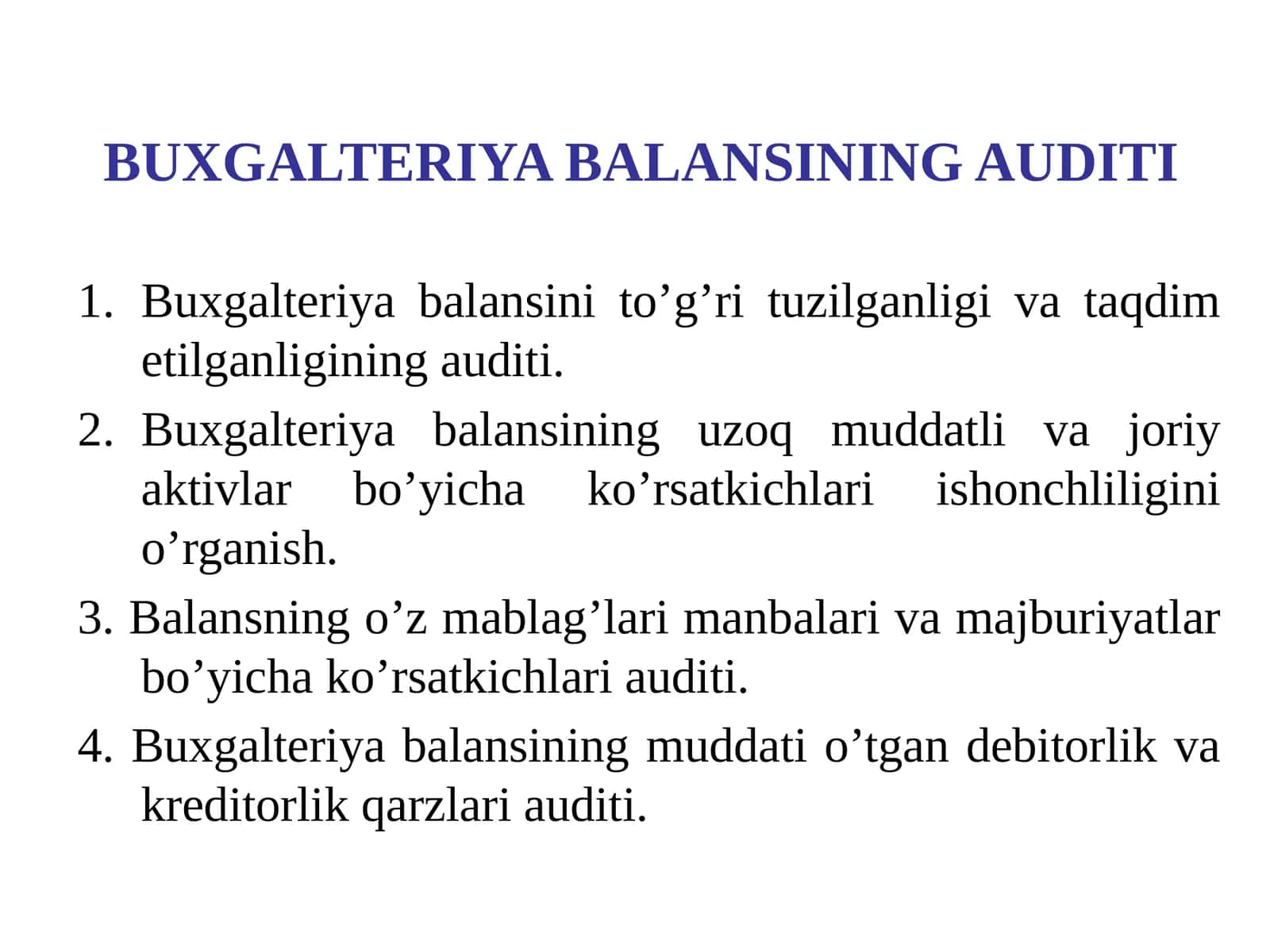 BUXGALTERIYA BALANSINING AUDITI