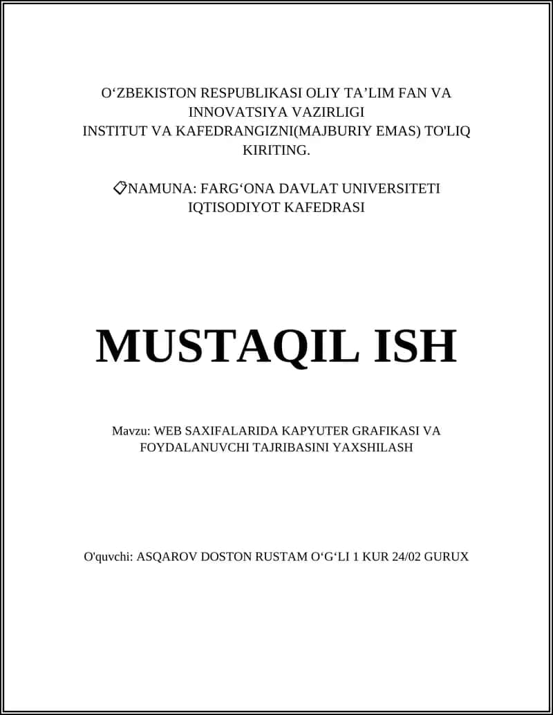 WEB SAXIFALARIDA KAPYUTER GRAFIKASI VA FOYDALANUVCHI TAJRIBASINI YAXSHILASH