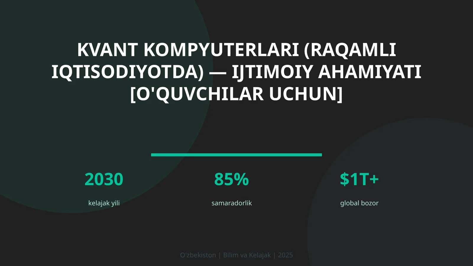 KVANT KOMPYUTERLARI (RAQAMLI IQTISODIYOTDA) — IJTIMOIY AHAMIYATI [O'QUVCHILAR UCHUN]