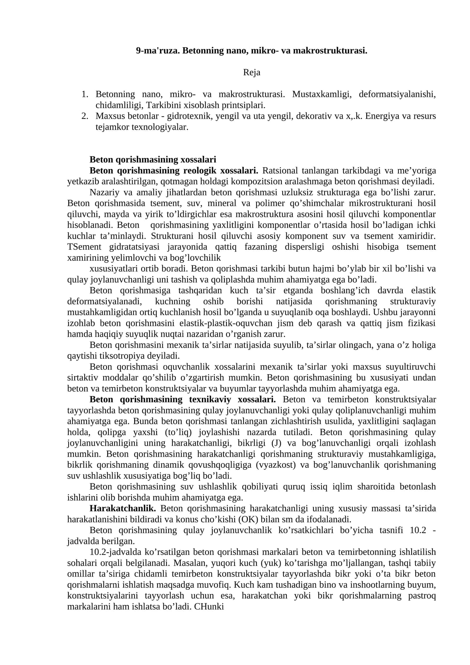 Betonning nano, mikro- va makrostrukturalari