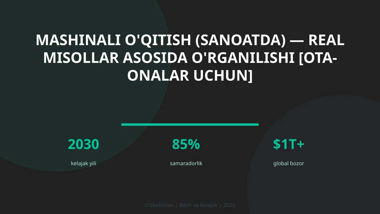 Mashinali o'qitish (sanoatda) — real misollar asosida o'rganilishi [ota-onalar uchun]