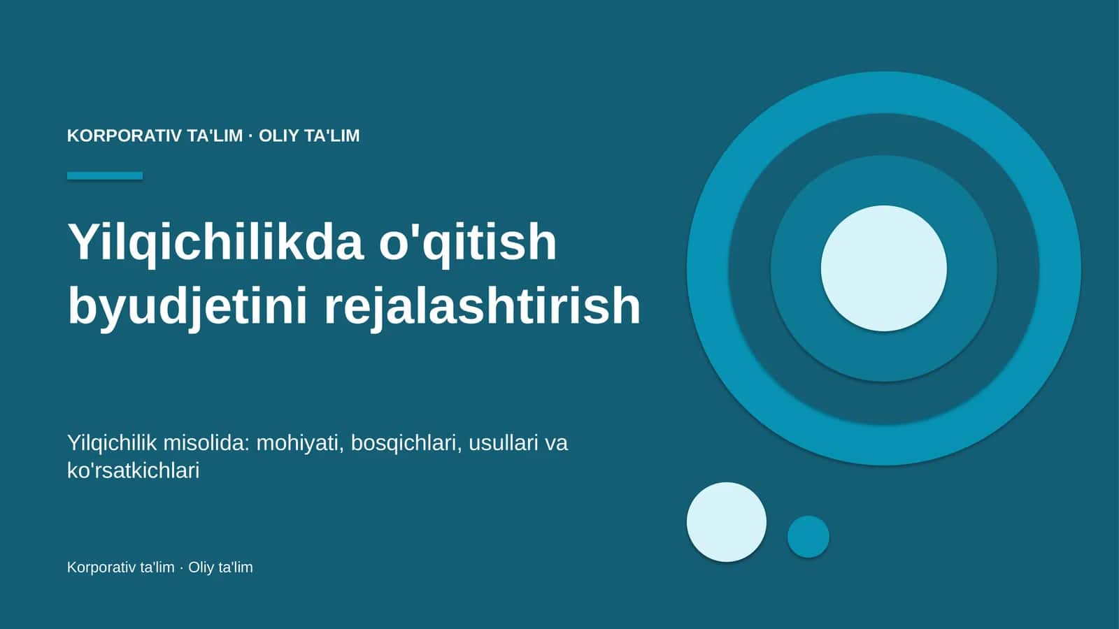Yilqichilikda o'qitish byudjetini rejalashtirish