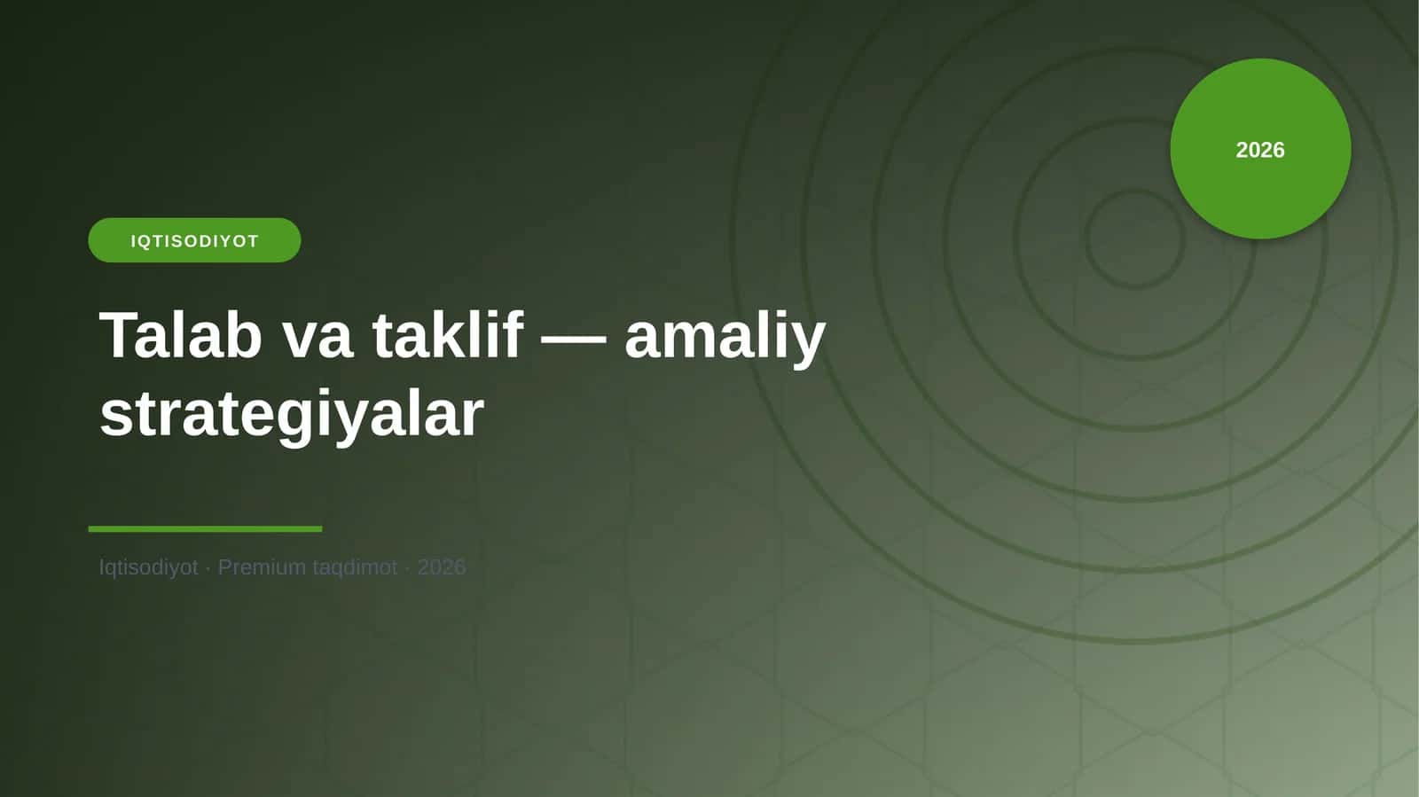 Talab va taklif — amaliy strategiyalar