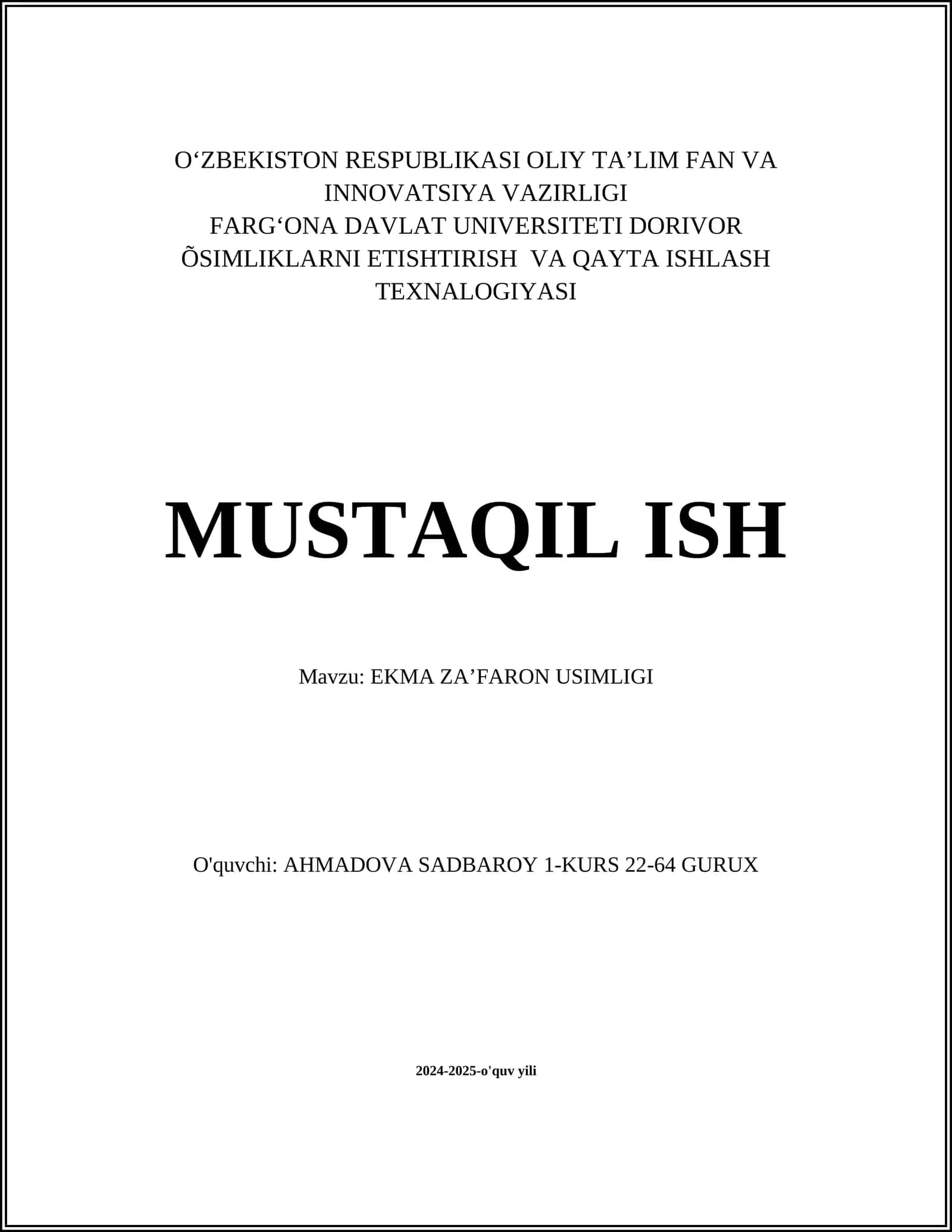 EKMA ZAʼFARON USIMLIGI