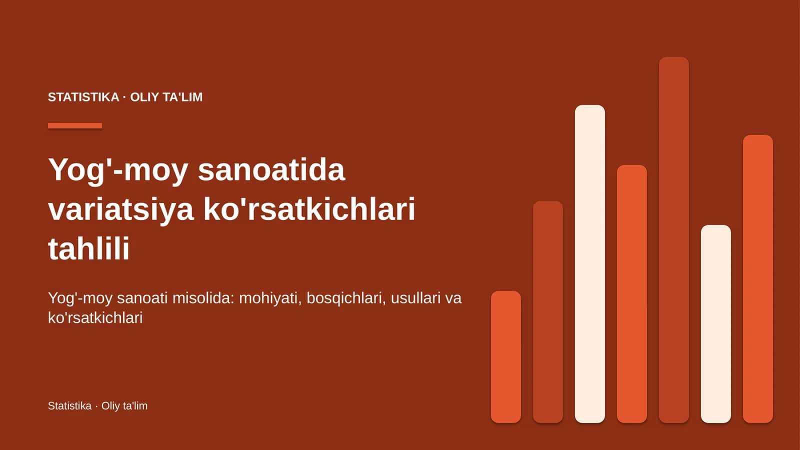 Yog'-moy sanoatida variatsiya ko'rsatkichlari tahlili