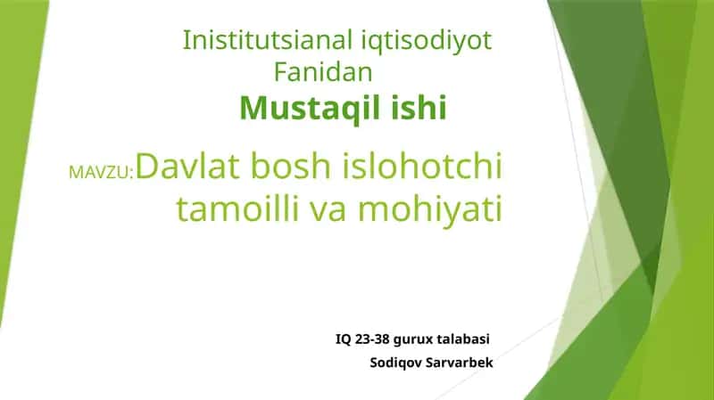 Davlatboshislohotchitamoillivamohiyati