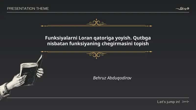 Funksiyalarni Loran qatoriga yoyish. Qutbga nisbatan funksiyaning chegirmasini topish