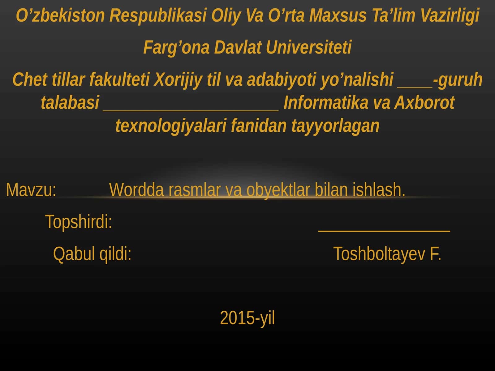 Wordda rasmlar va obyektlar bilan ishlash