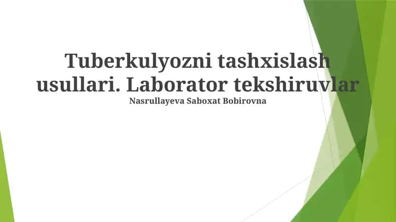 Tuberkulyozni tashxislash usullari
