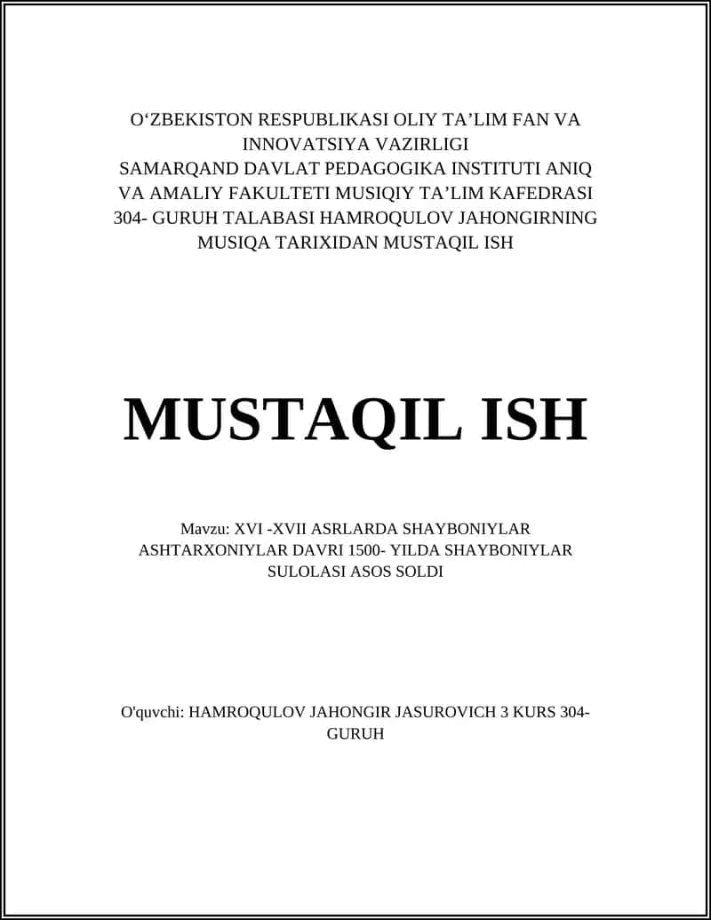 Shayboniylar sulolasi XVI Asrda