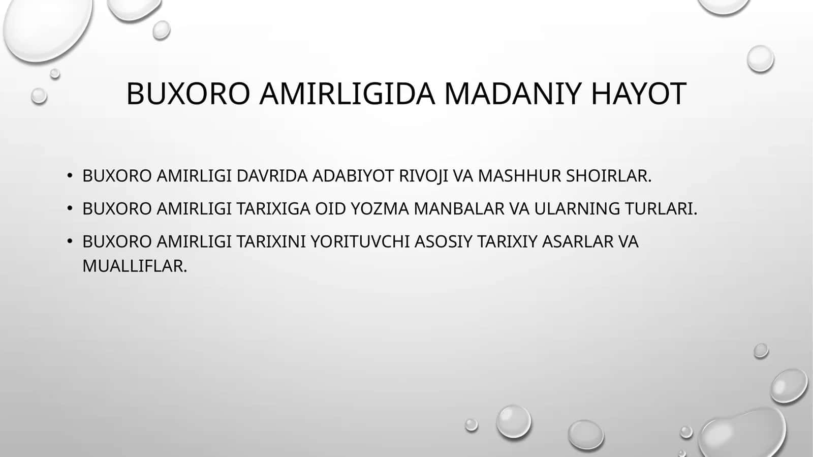 Buxoro amirligida madaniy hayot