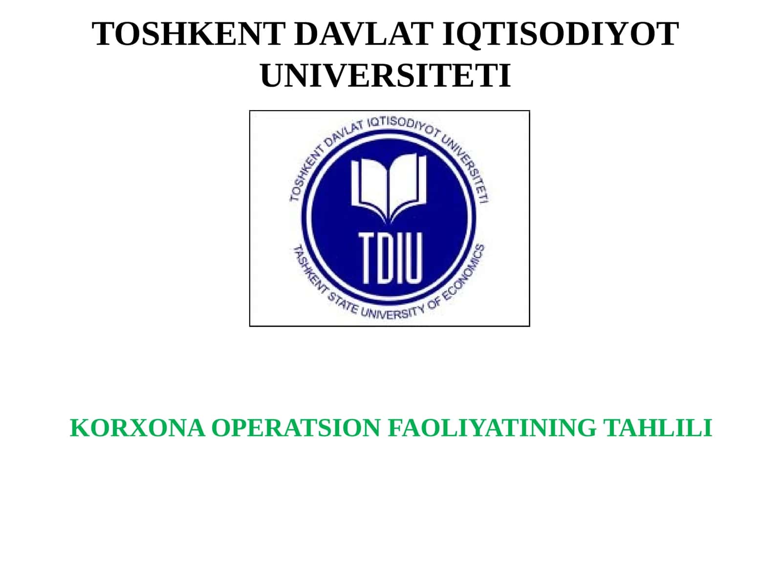 KORXONA OPERATSION FAOLIYATINING TAHLILI