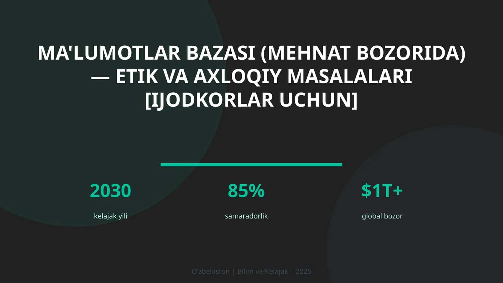 Ma'lumotlar bazasi (mehnat bozorida) — etik va axloqiy masalalari [ijodkorlar uchun]