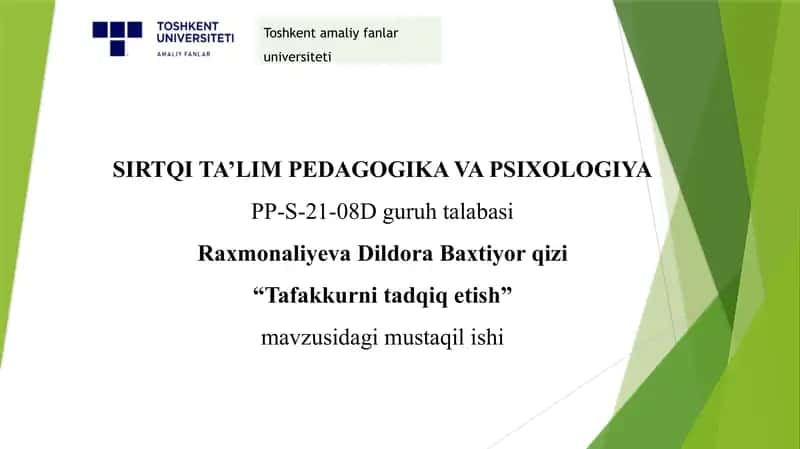 Tafakkurni tadqiq etish
