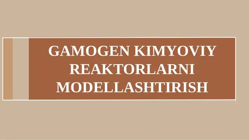 GAMOGEN KIMYOVIY REAKTORLARNI MODELLASHTIRISH